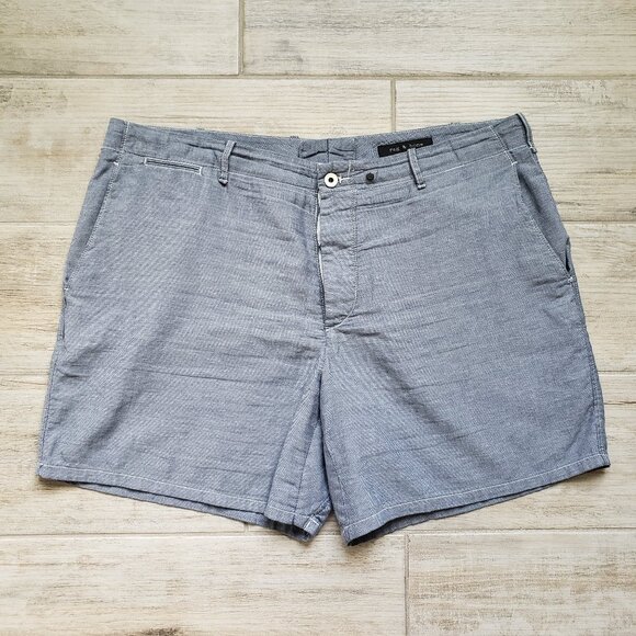 Rag & Bone Chambray Shorts Men's Button Fly Five Pocket Preppy Vacation Blue 38 - Picture 1 of 6